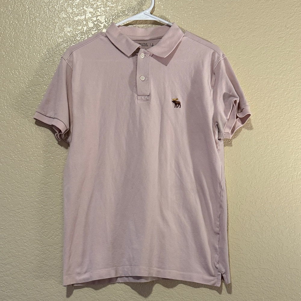 Abercrombie & Fitch Men's Pink Polo Shirt